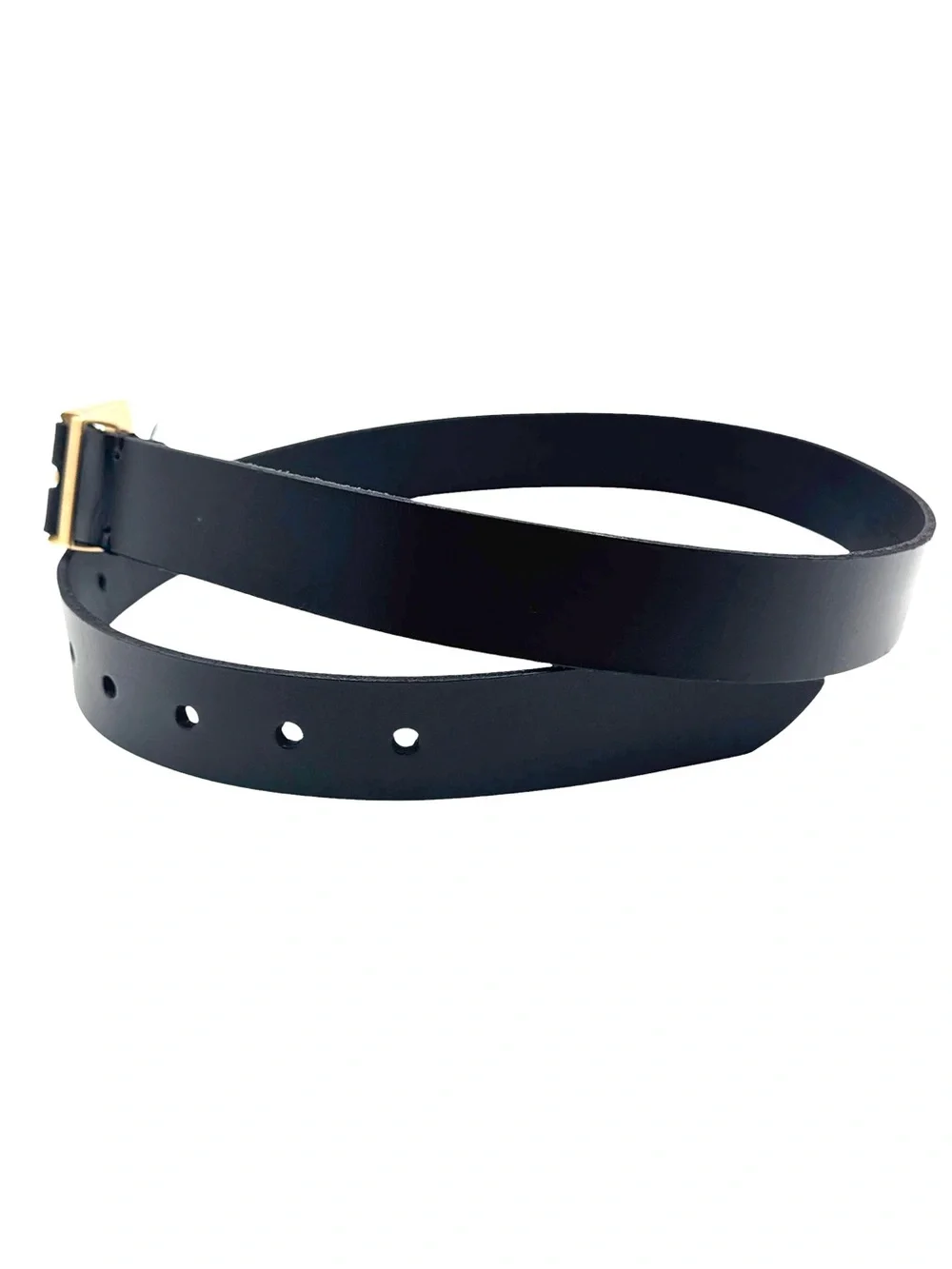 NWT AllSaints Women’s Black Leather 30mm Western Hexagonal Buckle Belt - Size S